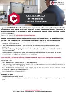 Offre Emploi - Technicien Etudes electriques